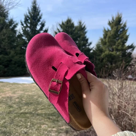 Birkenstock Boston fuchsia hot pink soft foot bed clog mules 38 7.5 shoes - Picture 10 of 11